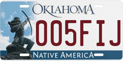 OK license plate 005FIJ