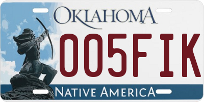 OK license plate 005FIK