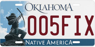 OK license plate 005FIX