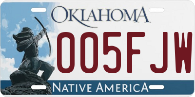 OK license plate 005FJW