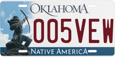 OK license plate 005VEW