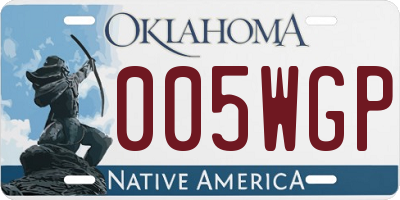 OK license plate 005WGP