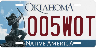 OK license plate 005WOT