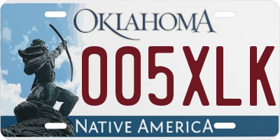 OK license plate 005XLK