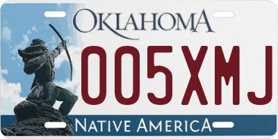 OK license plate 005XMJ