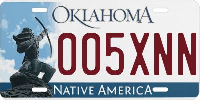 OK license plate 005XNN