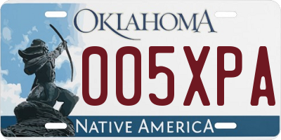 OK license plate 005XPA