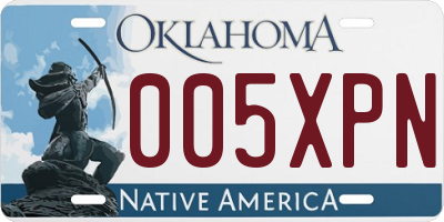 OK license plate 005XPN