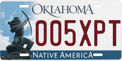 OK license plate 005XPT