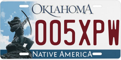 OK license plate 005XPW