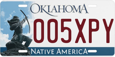 OK license plate 005XPY
