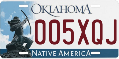 OK license plate 005XQJ