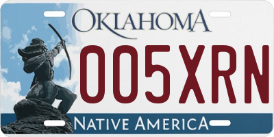 OK license plate 005XRN