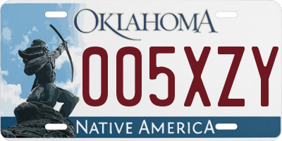 OK license plate 005XZY