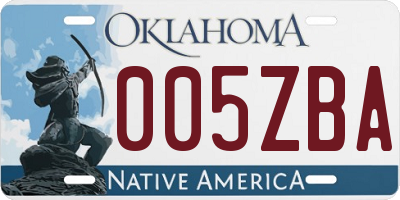 OK license plate 005ZBA