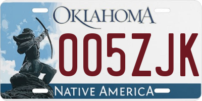 OK license plate 005ZJK