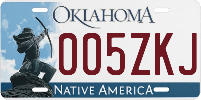 OK license plate 005ZKJ
