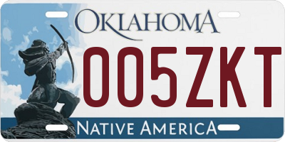 OK license plate 005ZKT