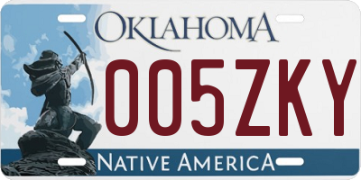 OK license plate 005ZKY