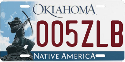 OK license plate 005ZLB