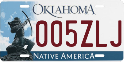 OK license plate 005ZLJ