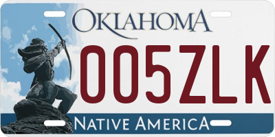 OK license plate 005ZLK