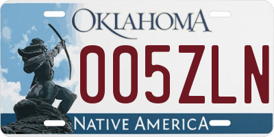 OK license plate 005ZLN