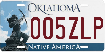 OK license plate 005ZLP