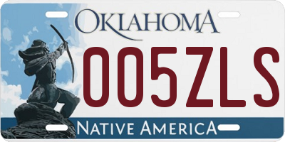 OK license plate 005ZLS