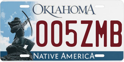 OK license plate 005ZMB