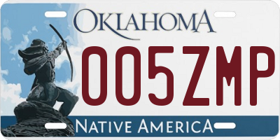OK license plate 005ZMP