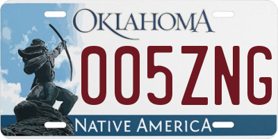OK license plate 005ZNG