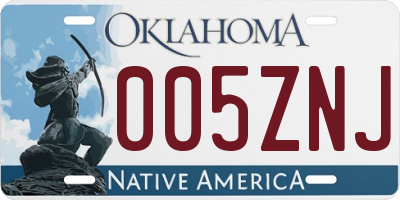 OK license plate 005ZNJ