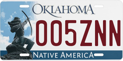 OK license plate 005ZNN