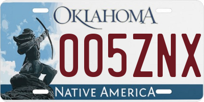OK license plate 005ZNX