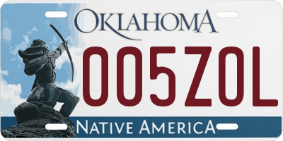 OK license plate 005ZOL
