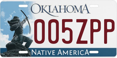 OK license plate 005ZPP