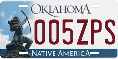OK license plate 005ZPS