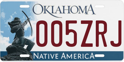 OK license plate 005ZRJ