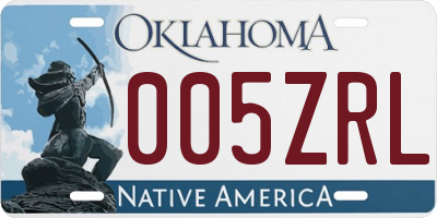 OK license plate 005ZRL