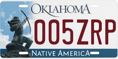 OK license plate 005ZRP