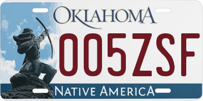 OK license plate 005ZSF