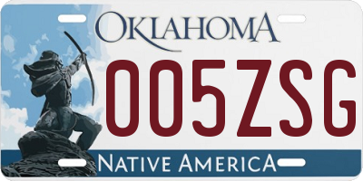 OK license plate 005ZSG