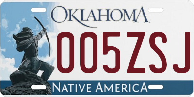 OK license plate 005ZSJ