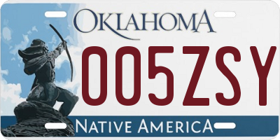 OK license plate 005ZSY