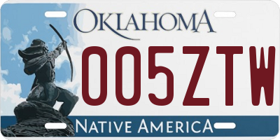 OK license plate 005ZTW