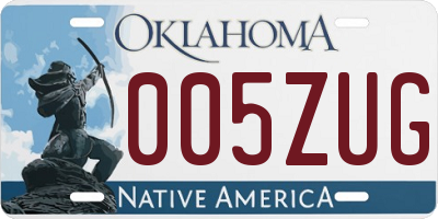 OK license plate 005ZUG