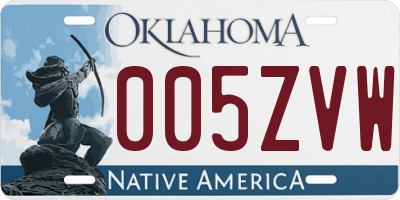 OK license plate 005ZVW