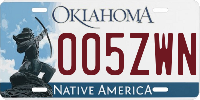 OK license plate 005ZWN