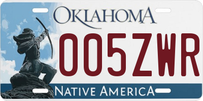 OK license plate 005ZWR